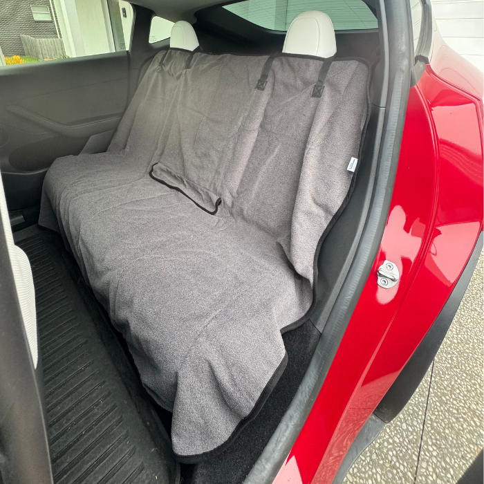 Back Seat car seat towel cover, grey, in car