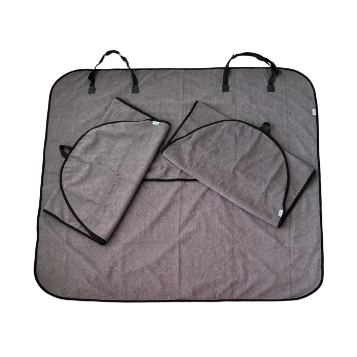 Car seat towel trio, flatlay front