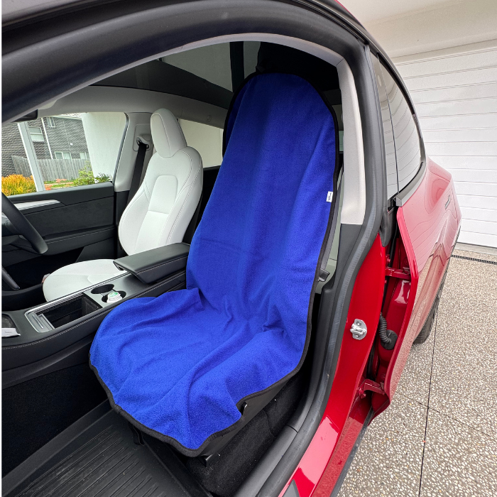 car seat towel, blue, front