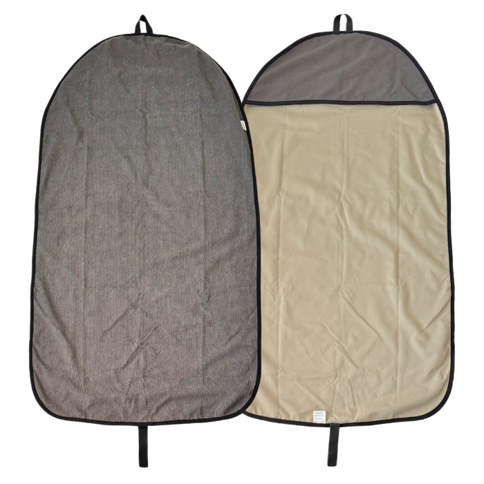 car seat towel grey, flatlay f&b