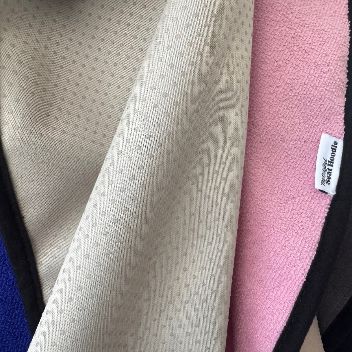car seat towel pink, with label