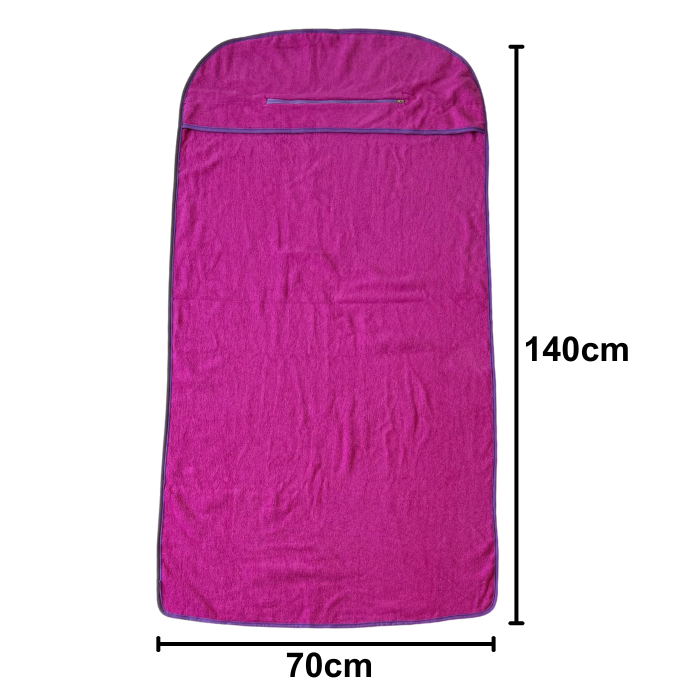 Pink gym towel flatlay - back view